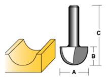 CARBITOOL CORE BOX ROUTER BIT 3/8inch 1/4inch SHANK