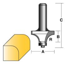 CARBITOOL ROUND OVER ROUTER BIT 1/4inch W/BEARING 1/4inch SHANK