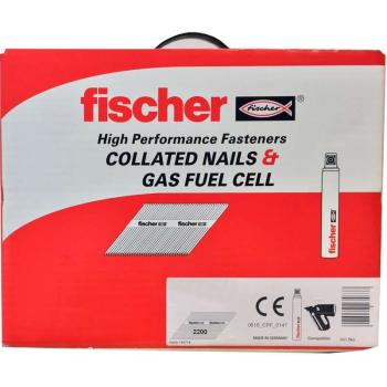 Fischer 63mm Collated Ring Shank Nails & 3 Gas Fuel Cells Galv (Box of 3300)