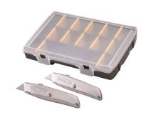 STANLEY 99E Trimming Knife Twin Pack With 50 Spare Blades In Organiser