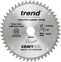 Trend CSB/CC21648 TCT Craft Saw Blade Crosscut 216mm x 48T x 30mm